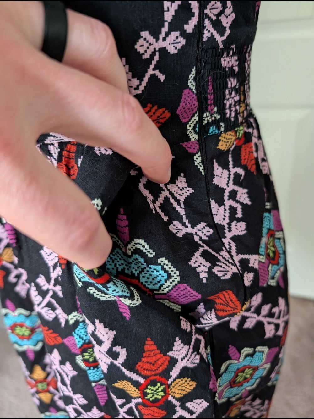 Anthropologie Edme Esyllte Primula Black Geometric Print Halter Sundress Size 2 - Picture 7 of 11